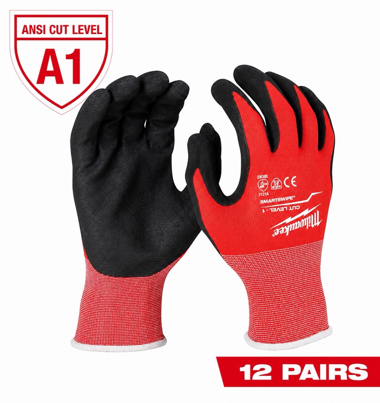 Milwaukee X-Large Red Nitrile Level 1 Cut Resistant Dipped Work Gloves (12-Pack)