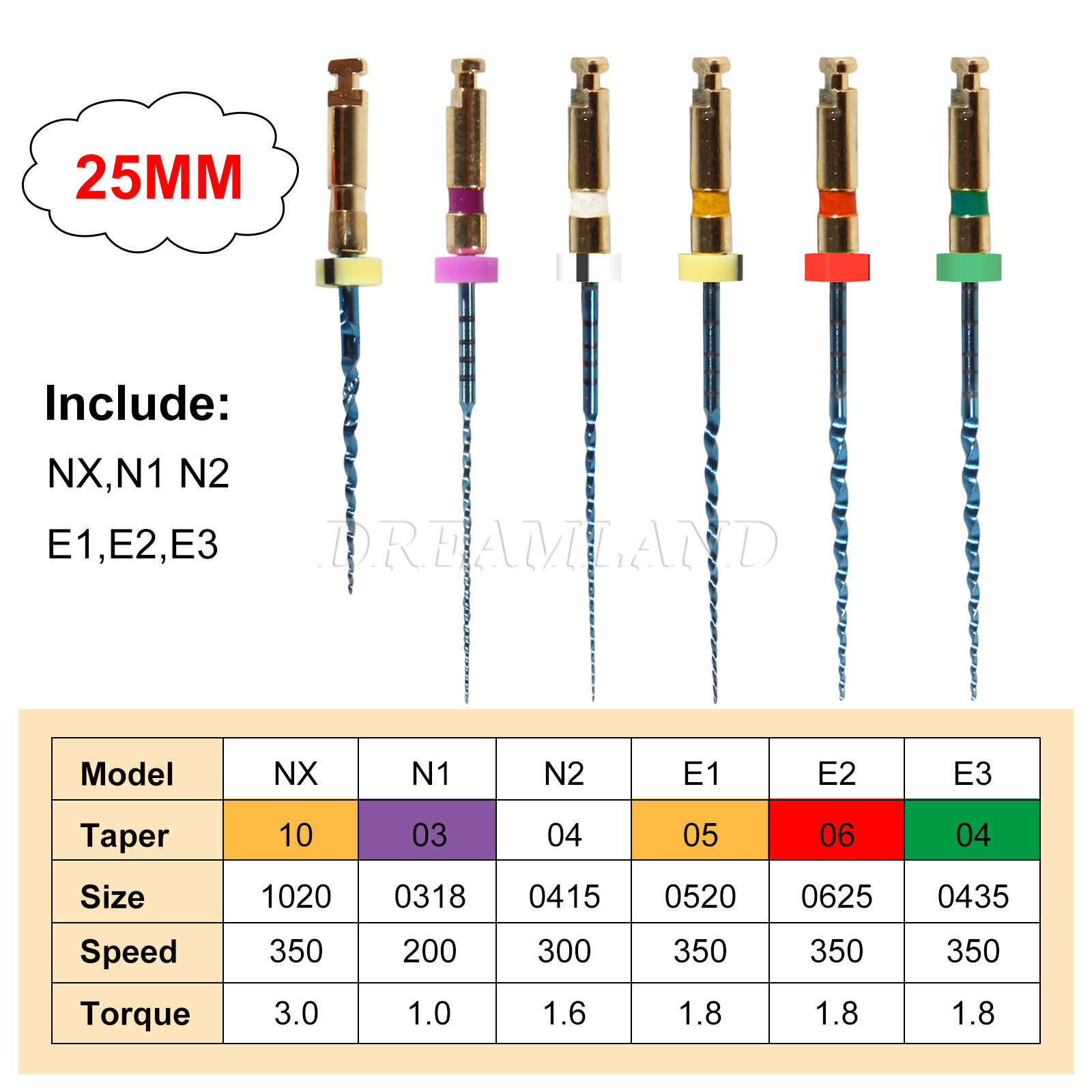 6pcs Lima rotatoria Dental Endo NITI Lima de motor endodóntico 21/25/31mm