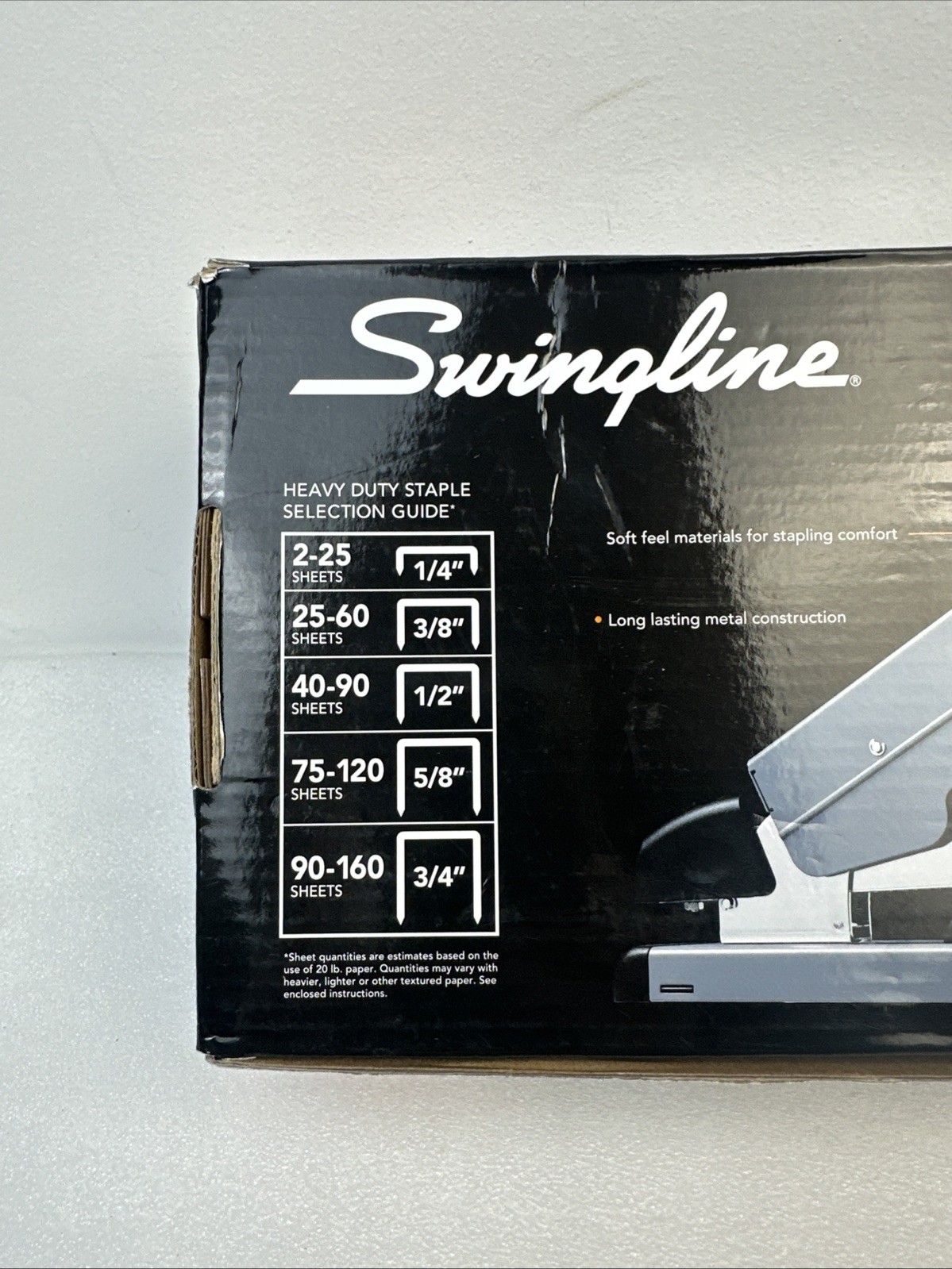 Swingline Heavy Duty Stapler, 160 Sheet Capacity, Jam Free, 160, Black/Gray