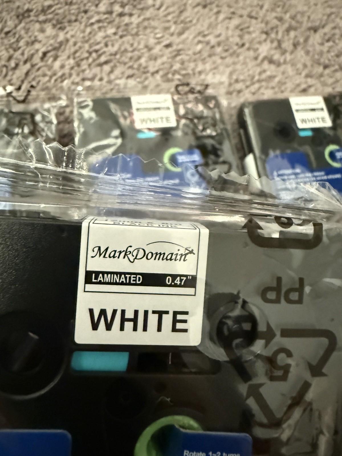 Mark Domain 5pk 12mm x 8m Black Ink White Laminated Label Tapes .47″ For Brother