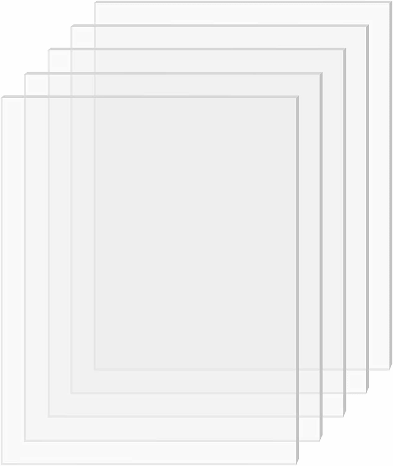 [5-Pack] SimbaLux® Acrylic Sheet Clear 8”x10” 0.08” Thick (2mm) Plexiglass