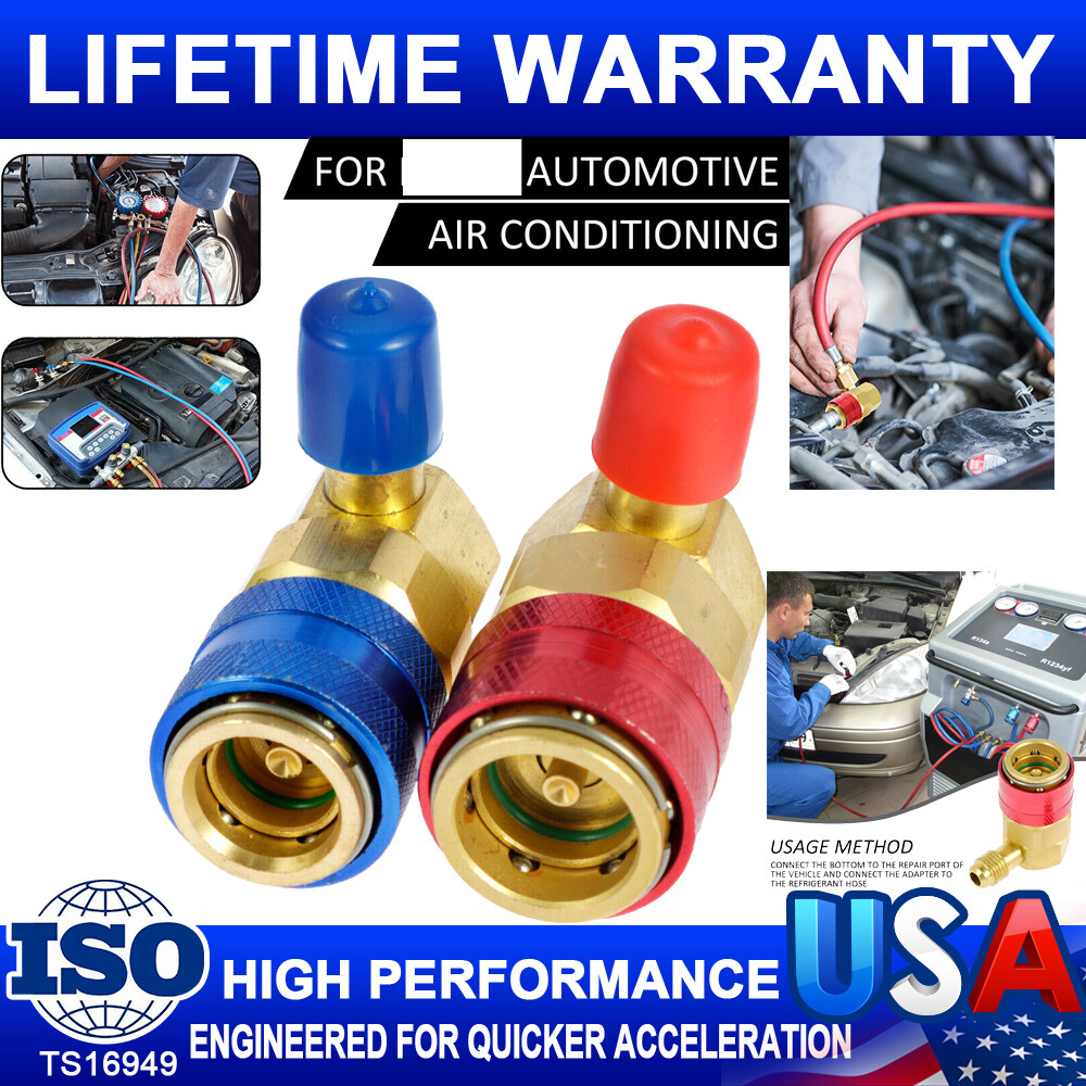 2 Car Air Conditioner Quick Connector AC Manifold Gauge High/Low Coupler Adapter