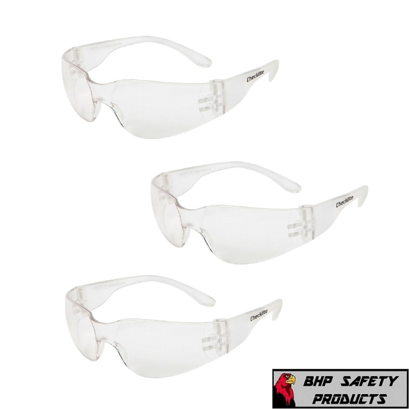3 PAIR PACK Protective Safety Glasses Clear Lens Work UV Z87 Lot of 3