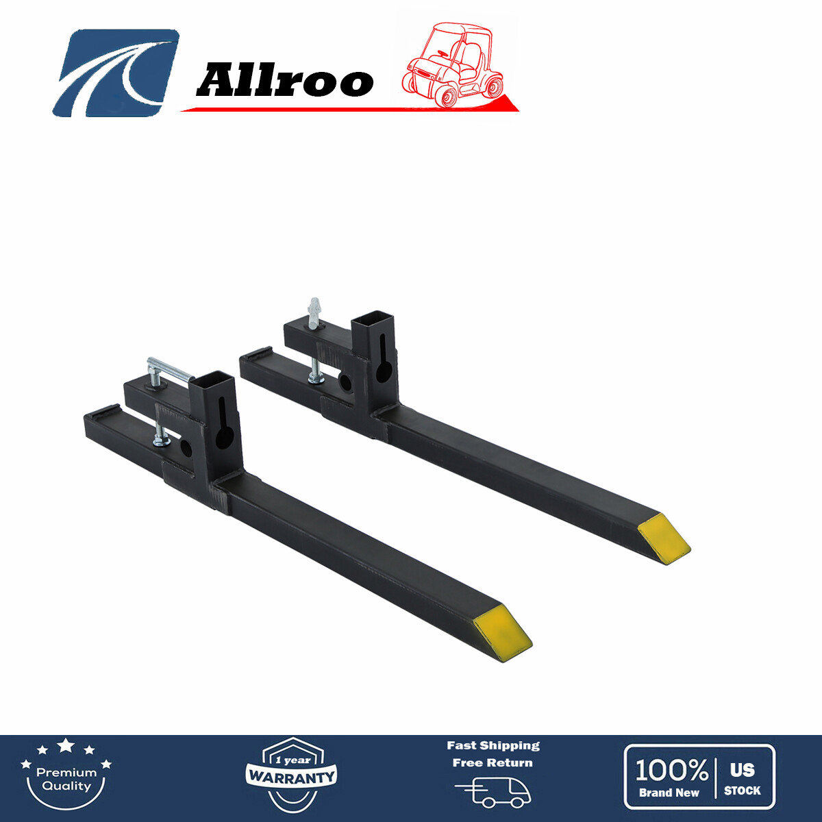 43″ Clamp on Pallet Forks Tractor Skid Steer Heavy Duty Bucket Fork 2000lbs