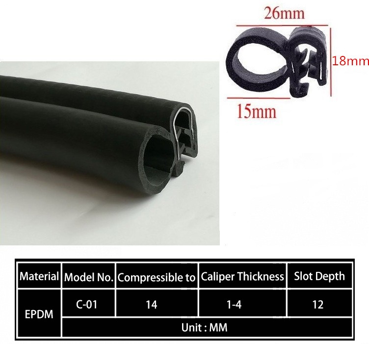 U Shape Seal Strip with Steel Insert EPDM Rubber Edge Trim for Cabinet/Machine