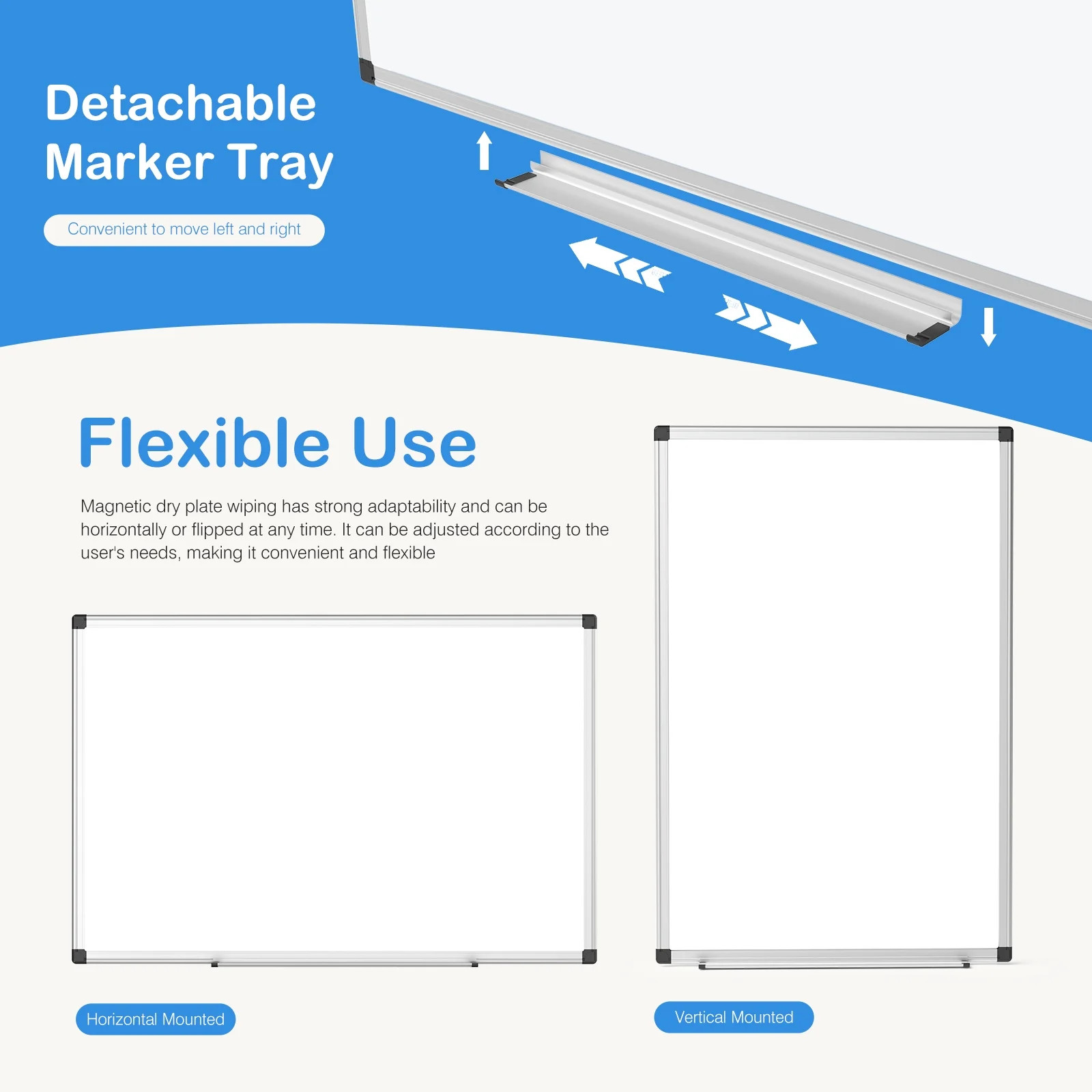 36 X 24 Inches Magnetic Dry Erase Board with Aluminum Frame, Whiteboard for Home