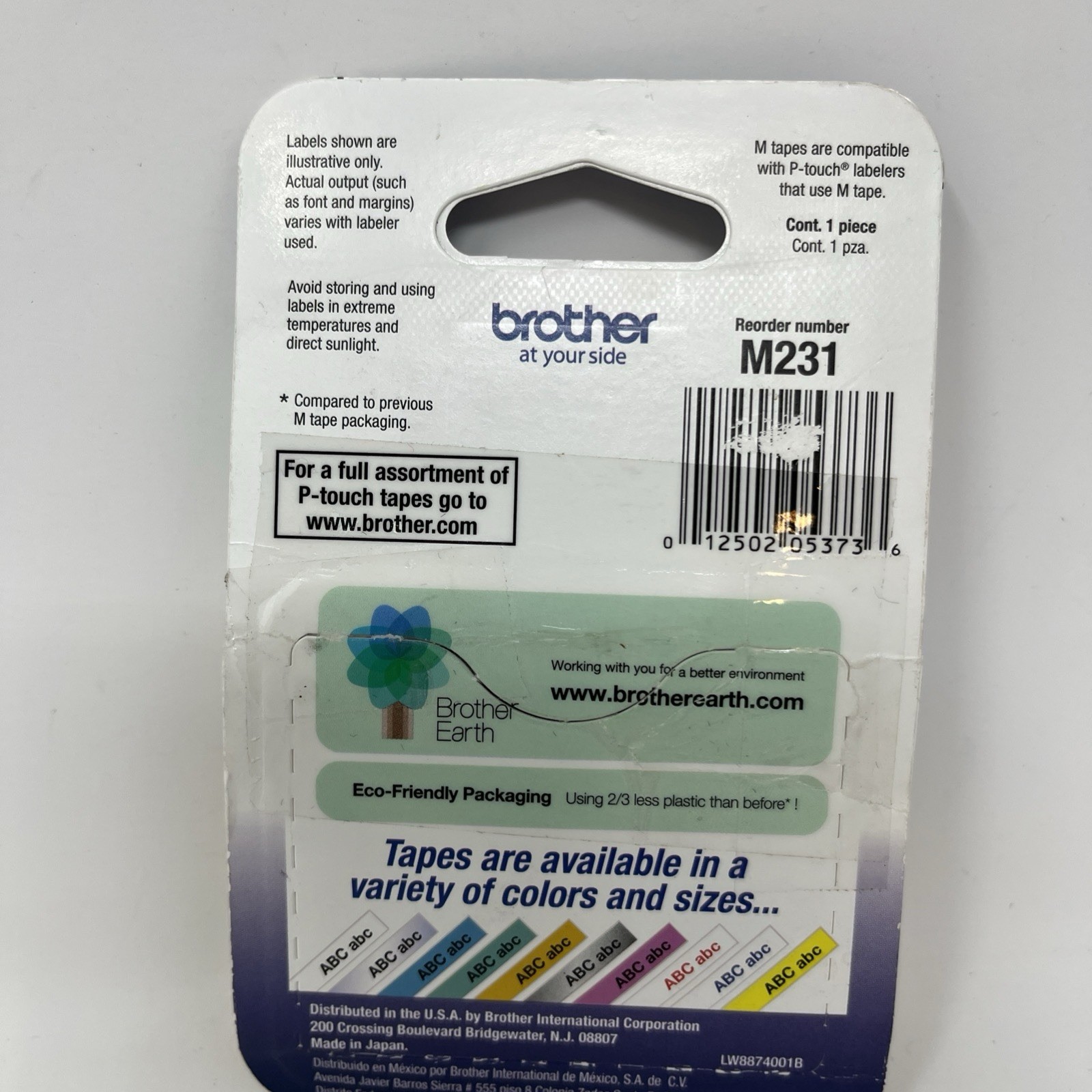 Brother P-Touch M-Tape M-231 1/2″ BLACK on WHITE .47 In × 26.2 Ft (12 mm × 8 m)