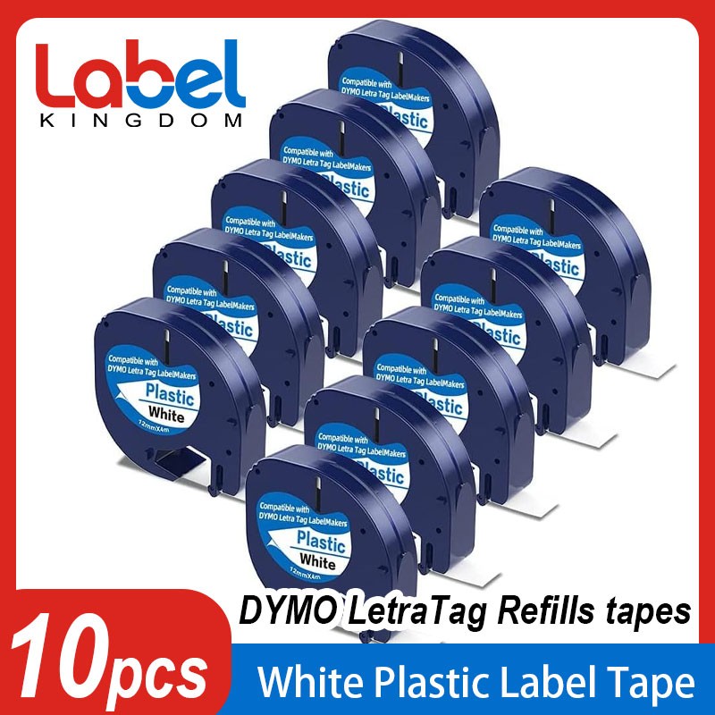 10PK Dymo LetraTag Refills White Plastic 91331 for LetraTag Label Maker LT-100H