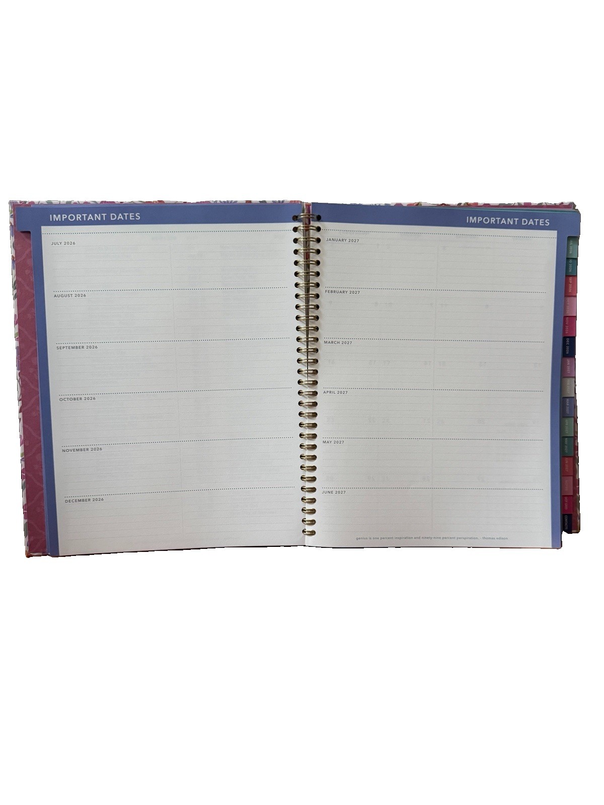 2027 Clementine 12 month Floral Planner July 2026-June 2027 11×9” Notebook Size