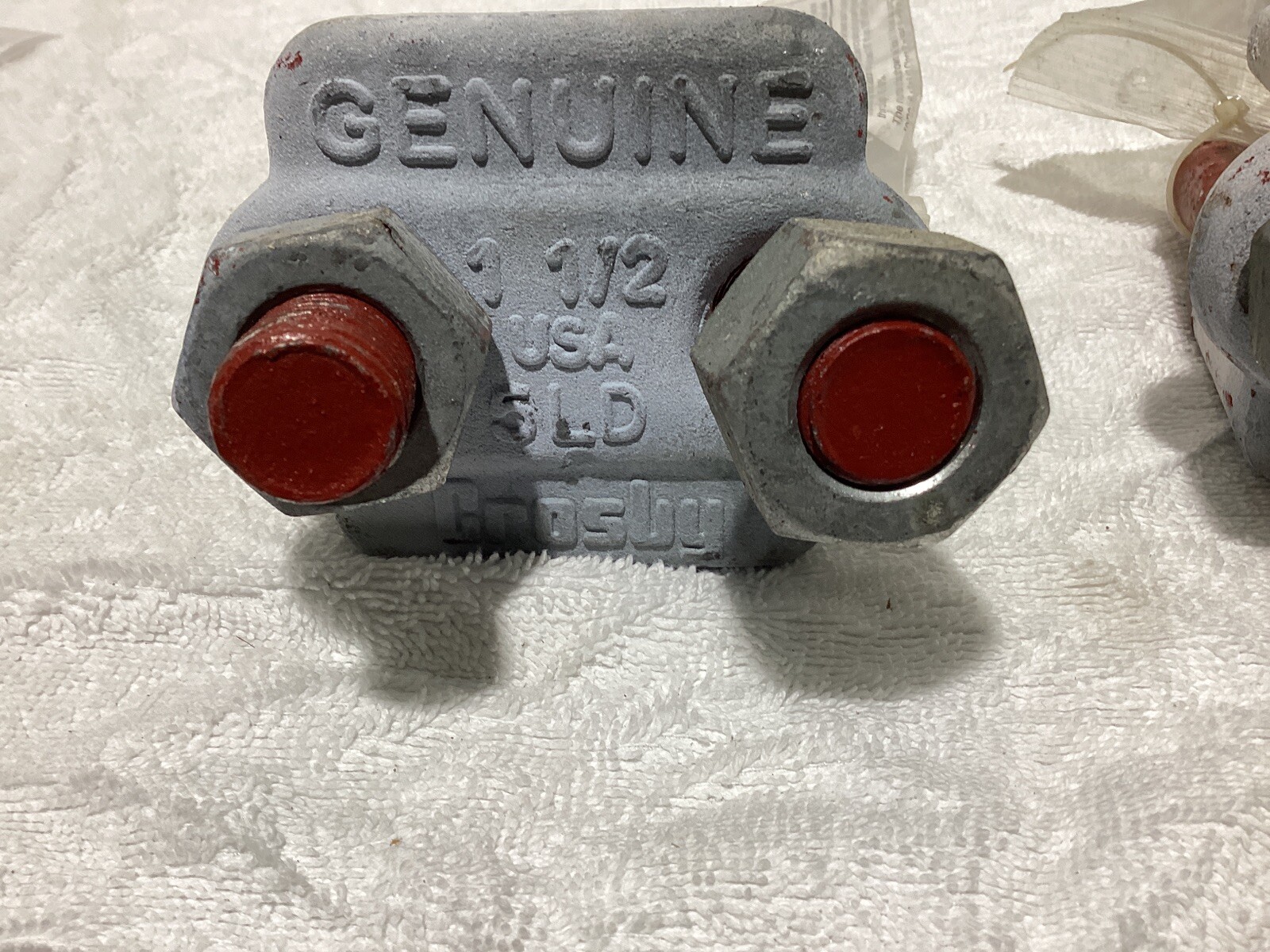 Genuine Crosby 1-1/2” Wire Rope Cable Clamp. Lot of 2. (G-450 Red-U-Bolt)
