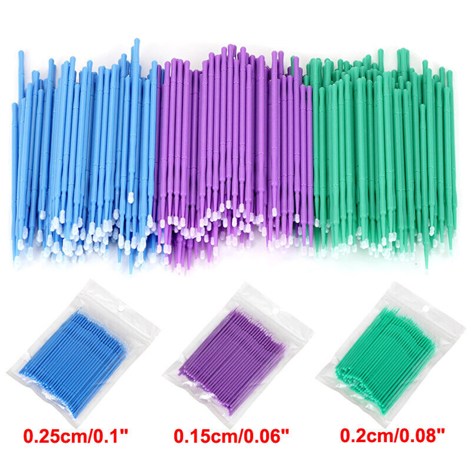100pcs 4Sizes Dental Microbrush Disposable Applicators Tips Micro Brush Cleaning