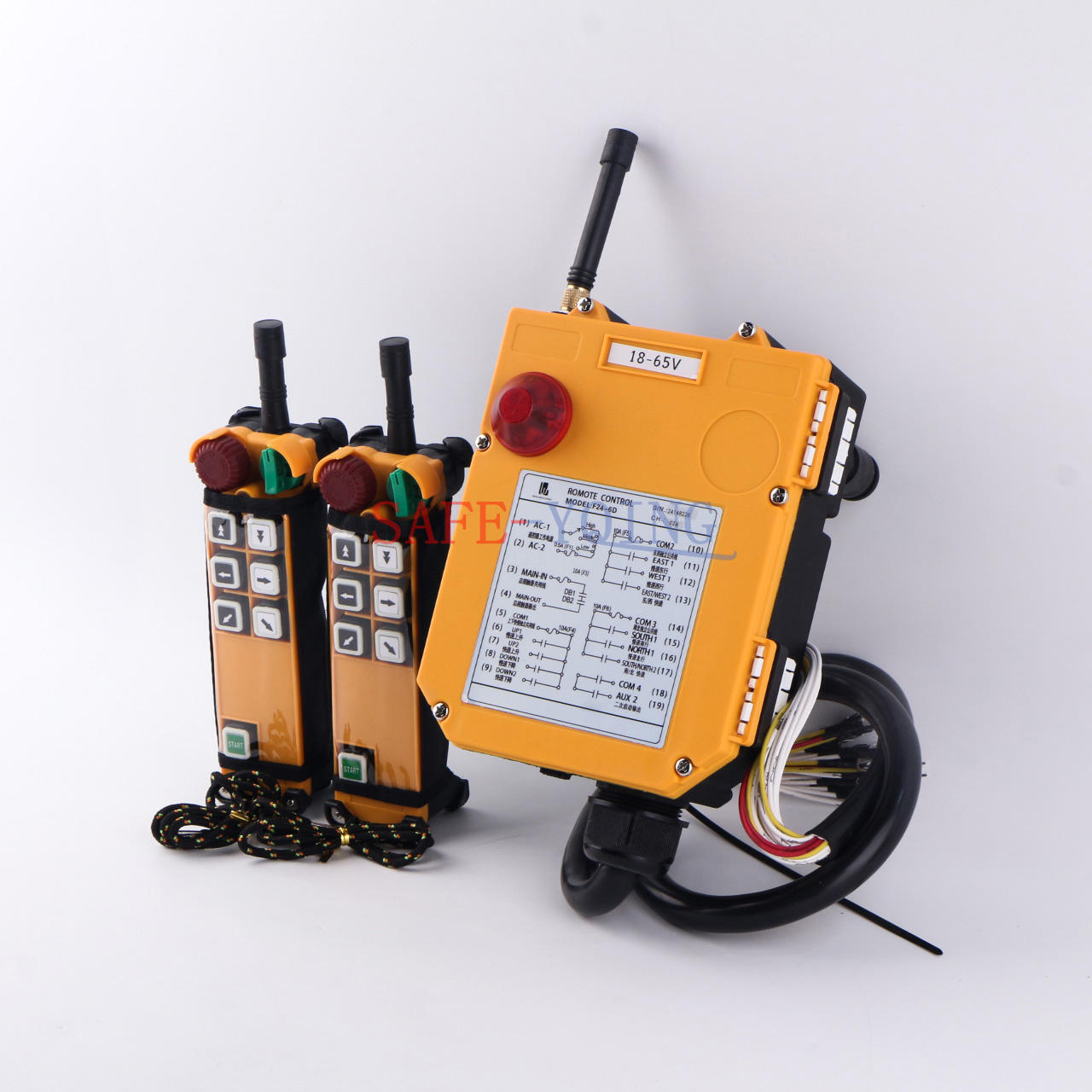 2 Emitter +1 Receiver Hoist Crane Radio Wireless Remote Control F24-6D 18~65V