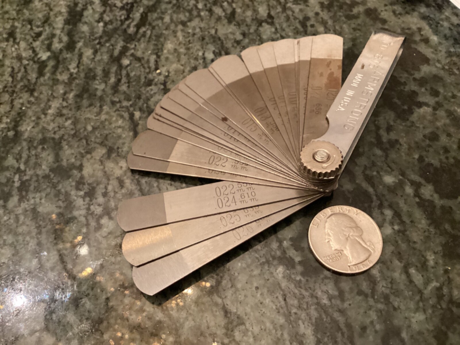 Used Armstrong 22 Pc. 0.004 to 0.025 inch Standard Length Feeler Gauge Pack