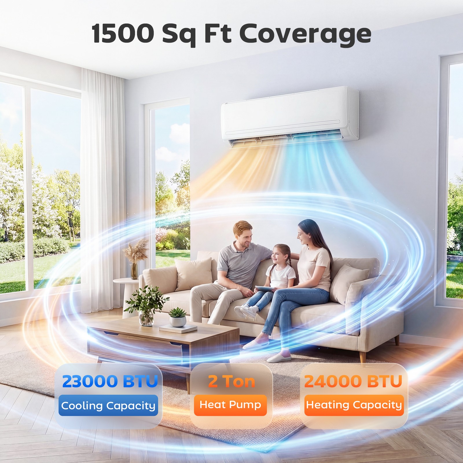 HOMCOM 23000 BTU Mini Split Air Conditioner, 19 SEER2 230V Ductless AC Unit