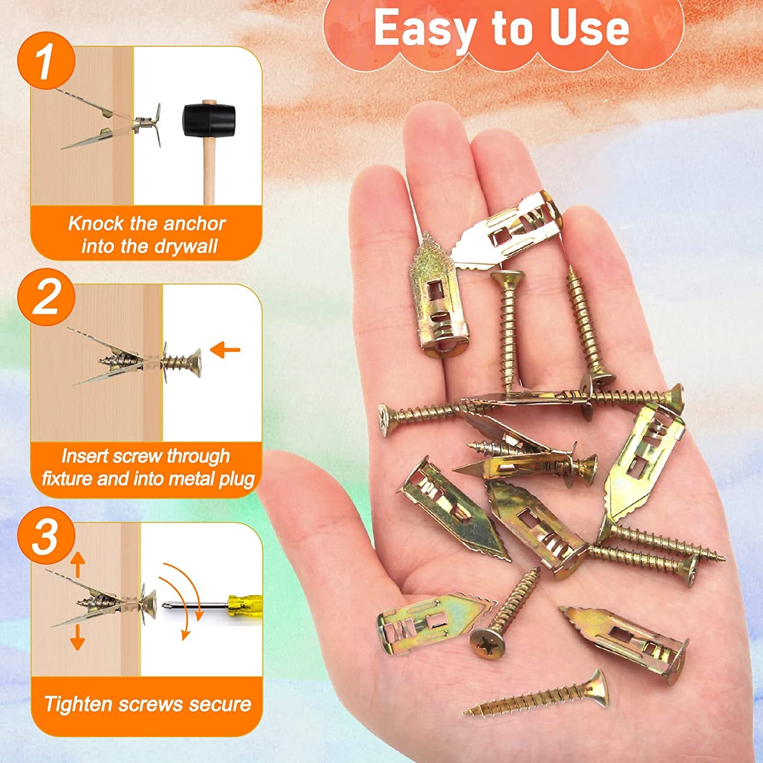 50x Drywall Self Drilling Anchors Screws Wall Anchor Expansion Hooks Heavy Duty