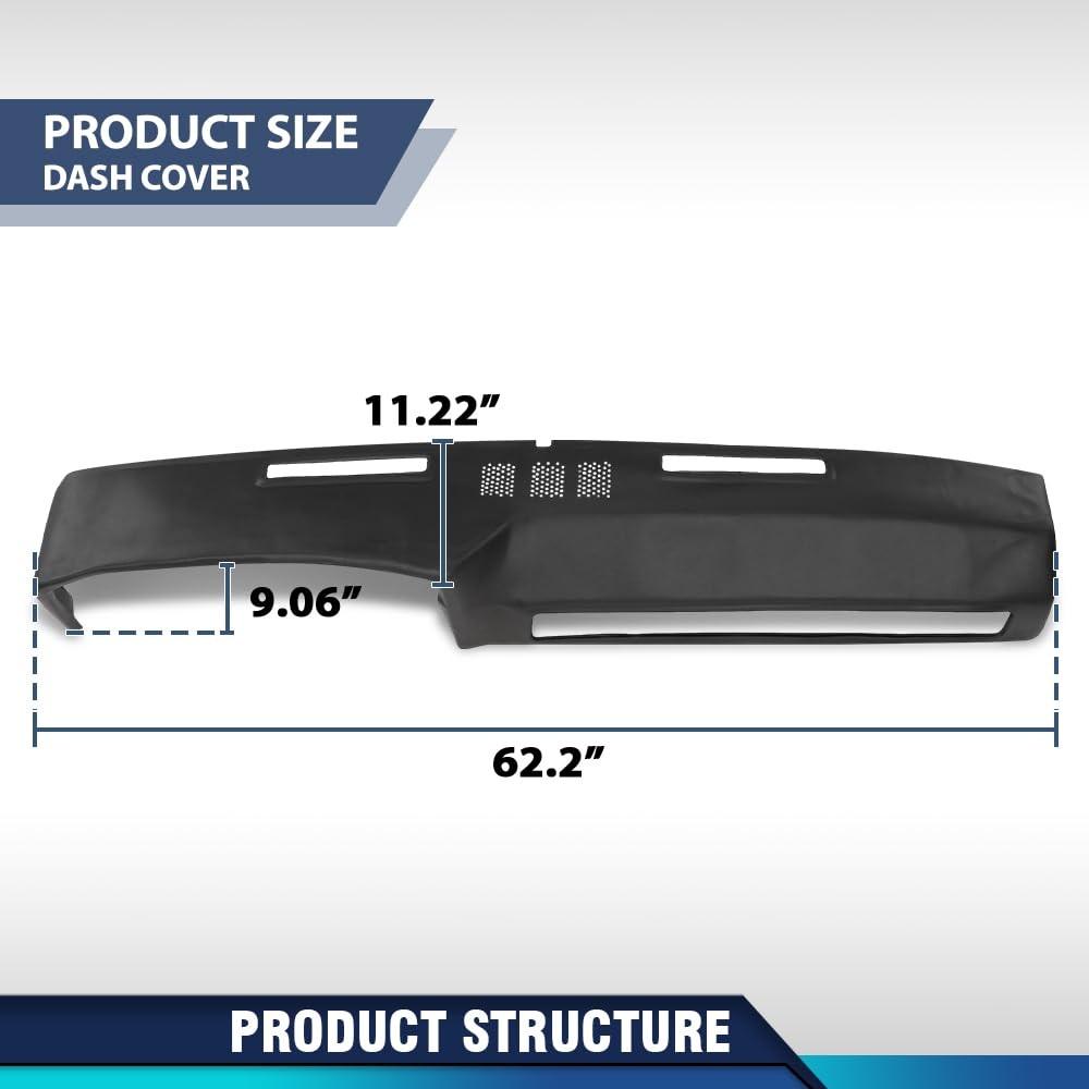 Dash Bezel Cover for Chevy GMC Trucks 1973-1980 Black TPE Easy Installation