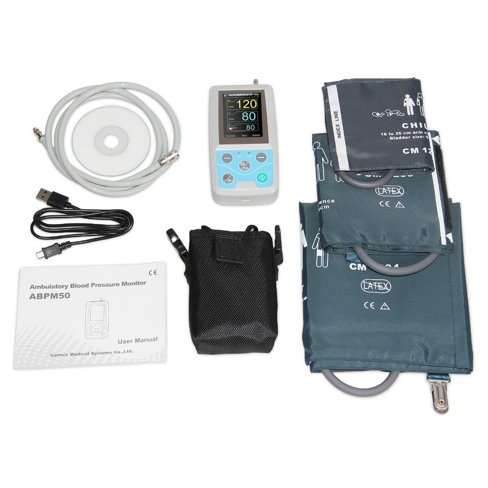 24-Hour ABPM50 Dynamic Blood Pressure & ECG Monitor with Software & Adult Cuff