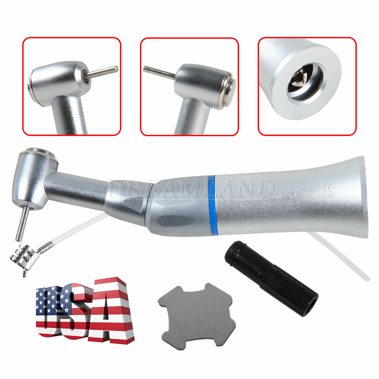 1-10* Dental Slow Low Speed Handpiece Push Button Contra Angle w/ FG 1.6MM Head