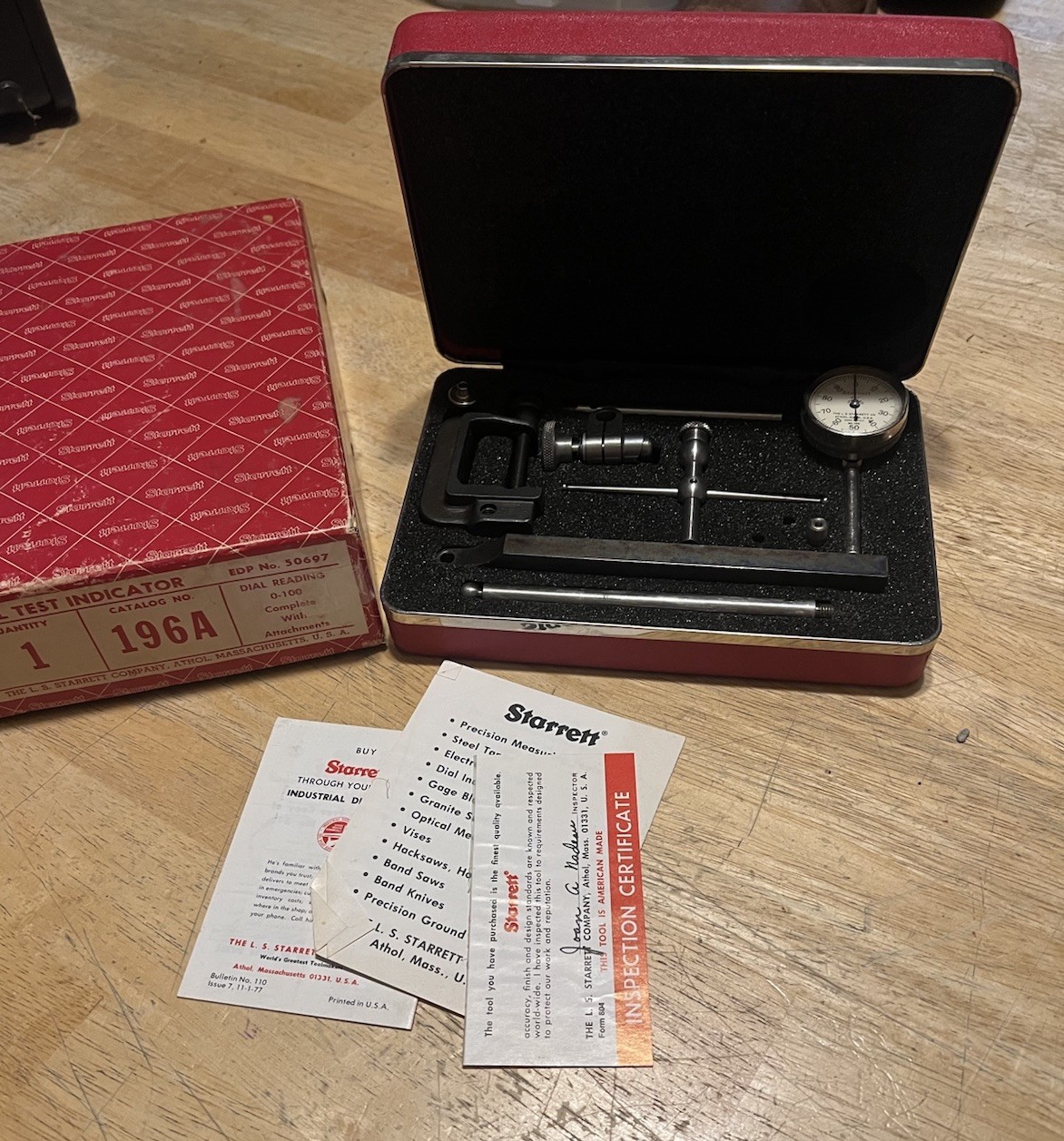 Starrett 196A Universal Dial Indicator Barely Been Used With Case And Box