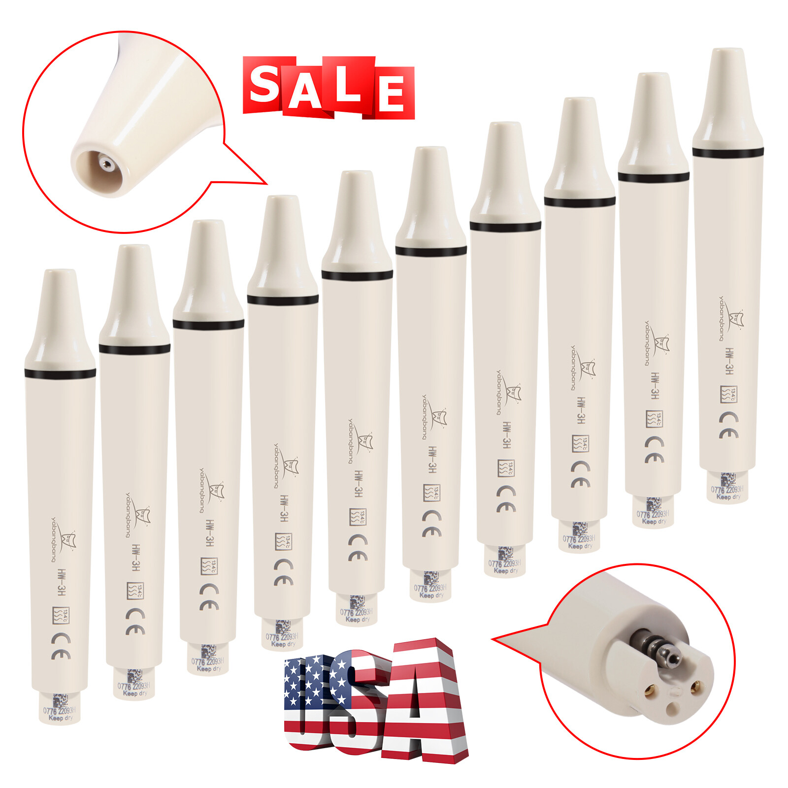 1-10 Dental scaler Handpiece HW-3H for SKYSEA EMS Cavitron tips / Wrench EA
