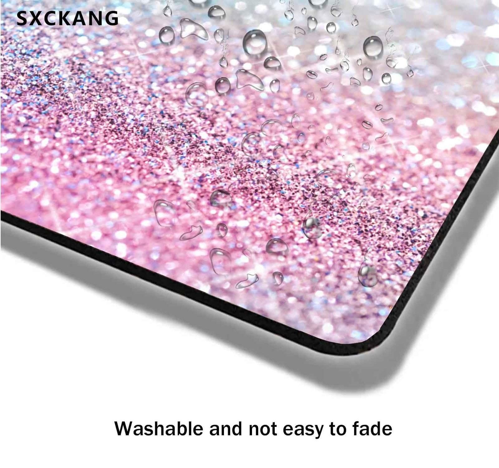 Pink Blue Sparkly Mouse Pad Cute, Rubber Glitter Bling Gradient Mousepad for …