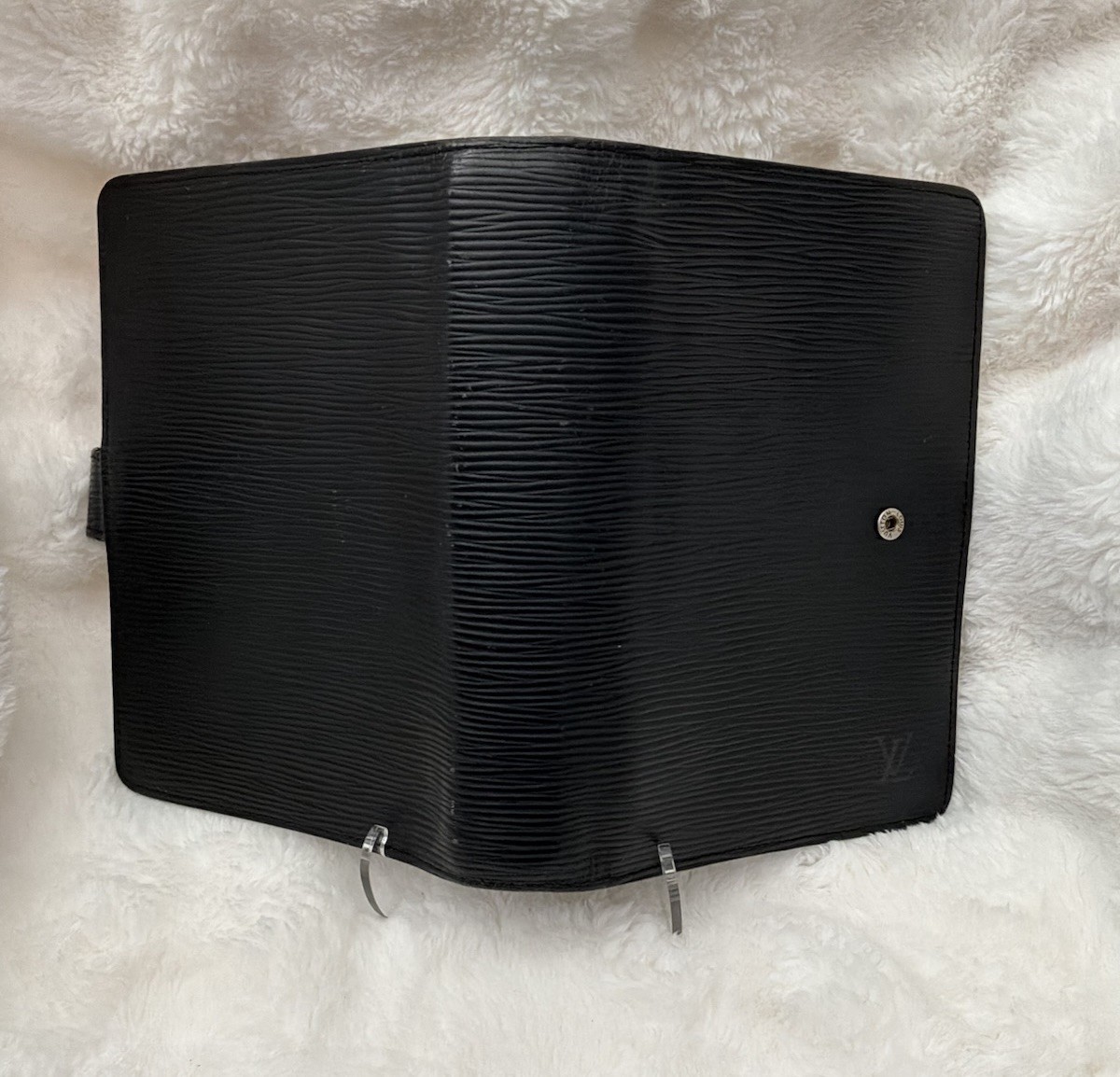 Louis Vuitton Epi Agenda MM Black Leather Notebook Ring Organizer Made in France