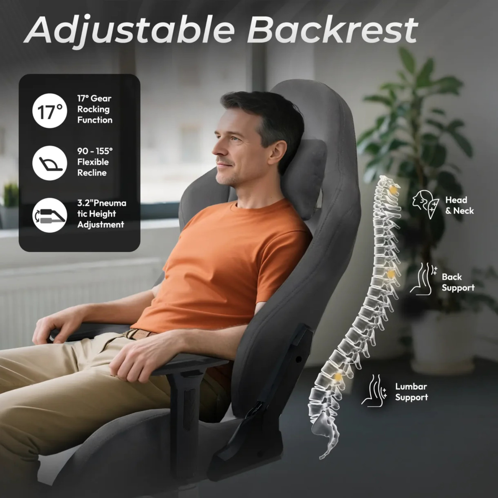 Dowinx Suede Gaming Chair with Silent Wheels, Lumbar Massage and Footrest