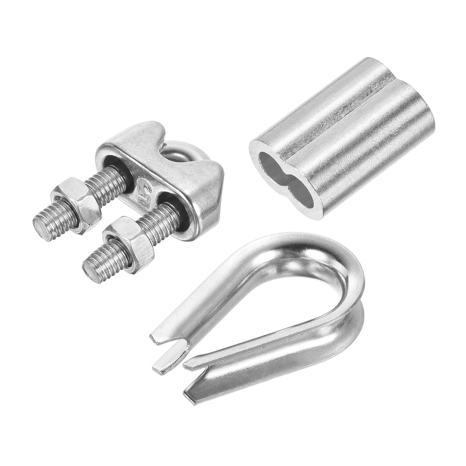 24Pack 3/16″ Wire Rope Kit M5 Stainless Steel Thimbles Clamps Crimping Loop