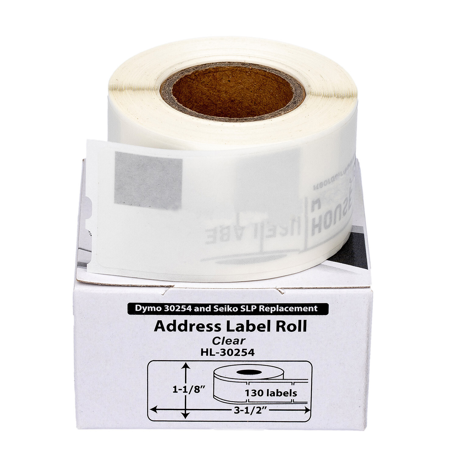 DYMO 30254 Clear Address Labels (1-1/8″ x 3-1/2″) – (2) Rolls of 130