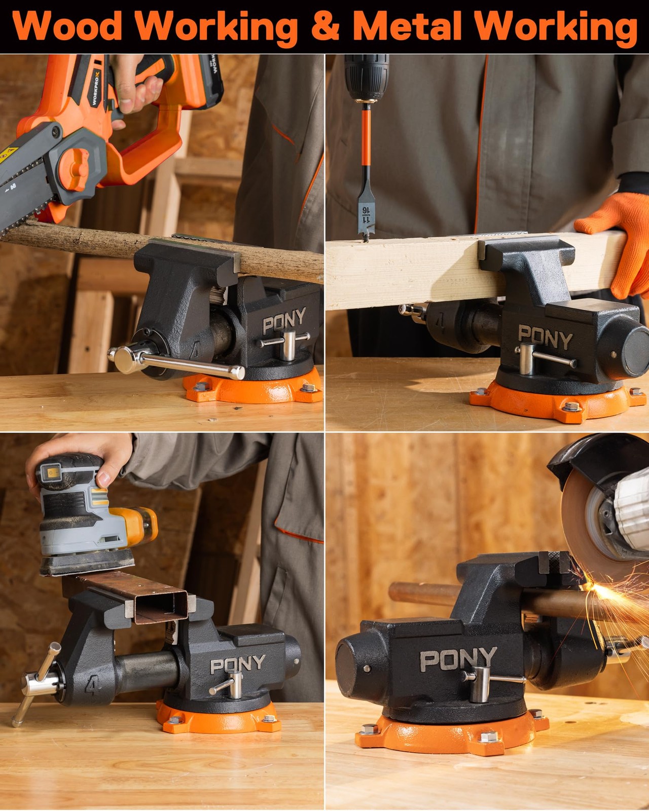 PONY 4“ Heavy Duty Bench Vise 4400LBS Clamping Force Pro Workshop Workbench Vise