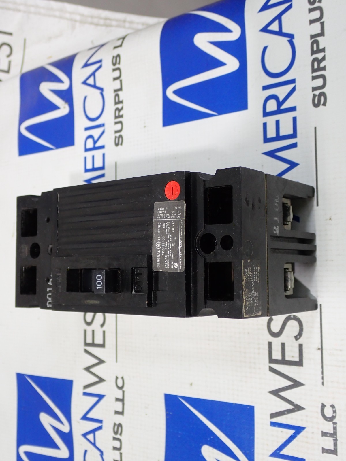GE TEB122100 100 Amp 2 Pole 240Volt Circuit Breaker tested