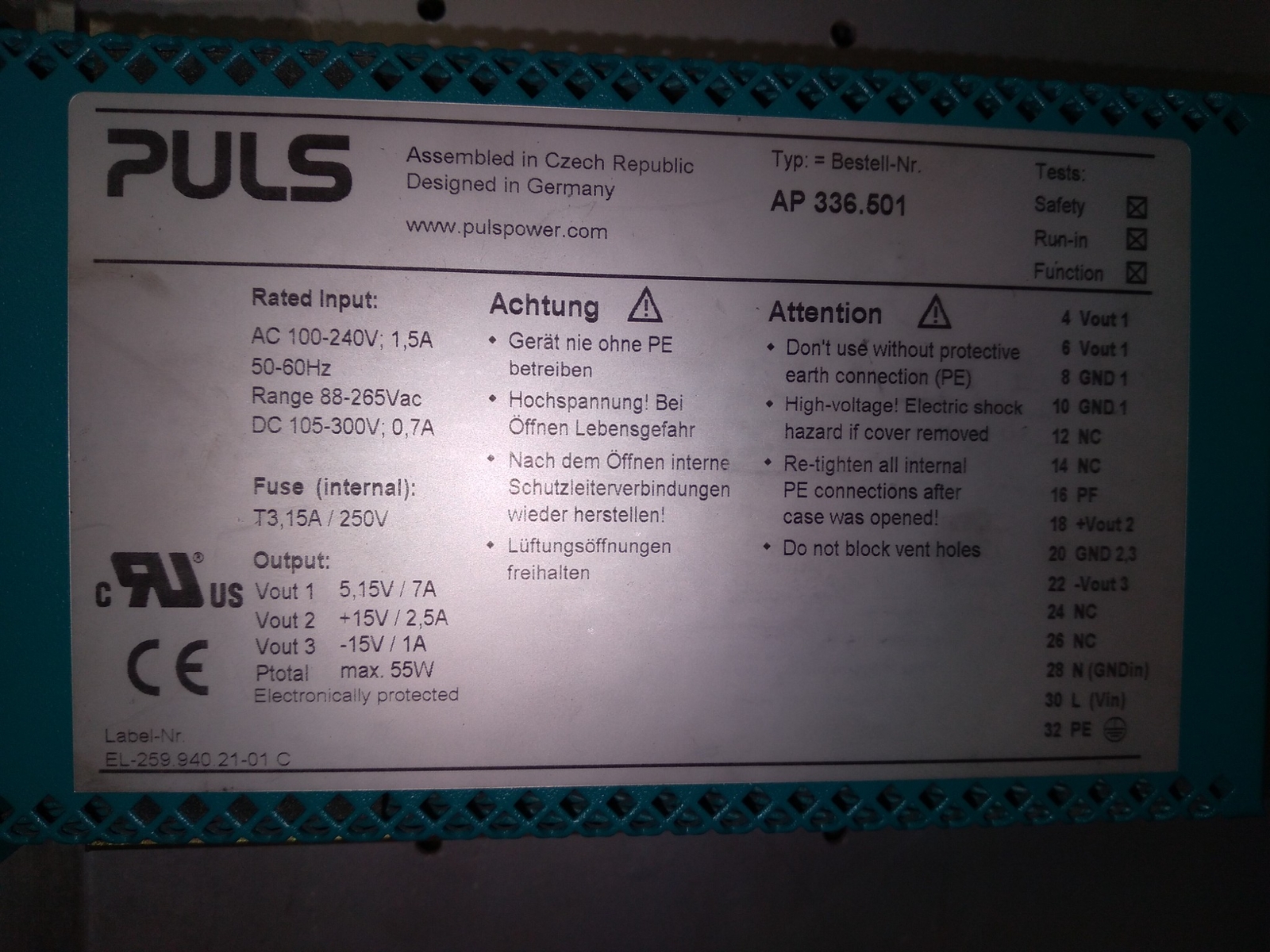 PULS AP 336.501 AC 100-240V 50-60HZ