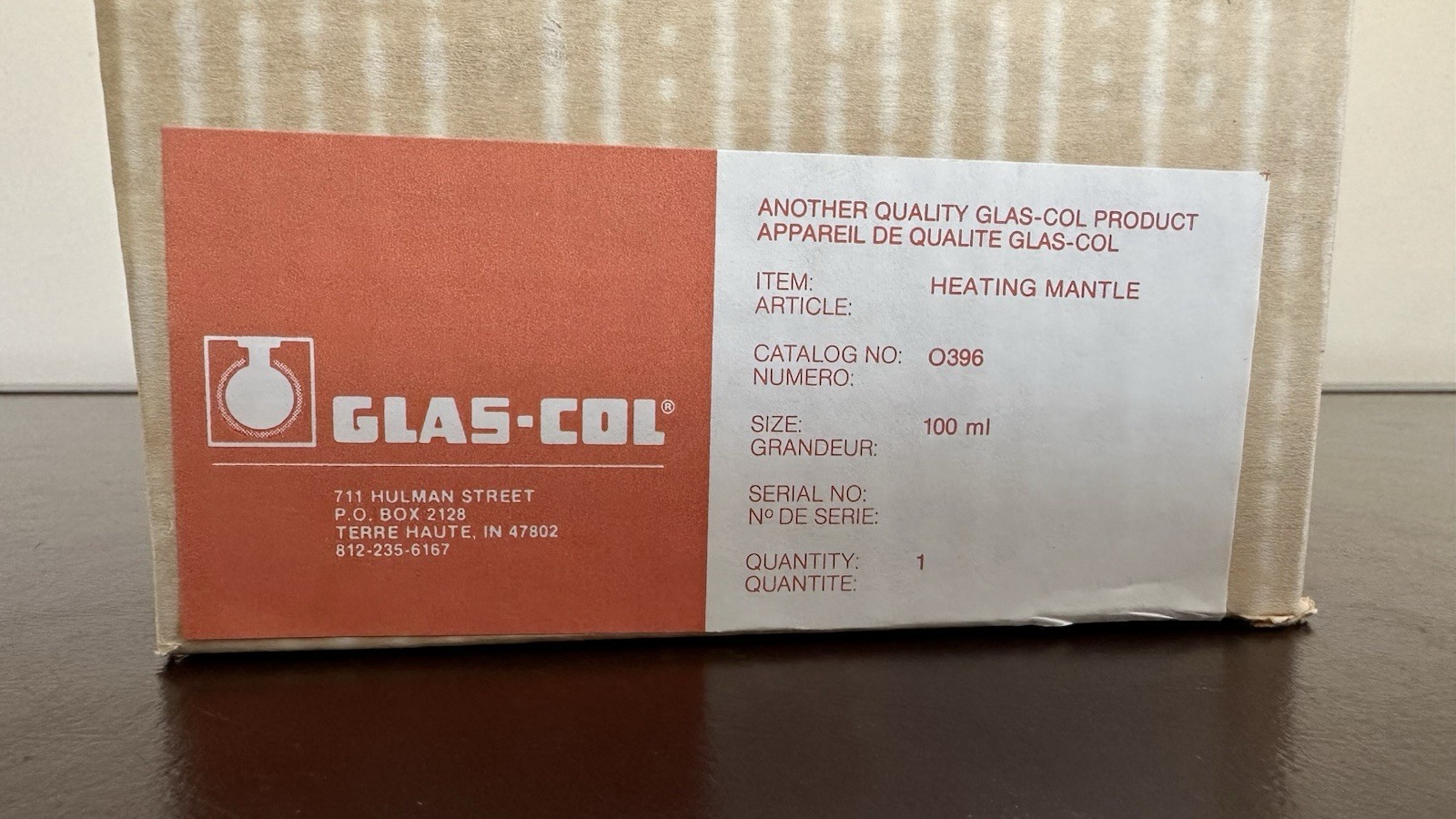 NEW Glas-Col 0396 100mL Heating Mantle 115V 80W Lab Flask Heater w/ Cord 400°C