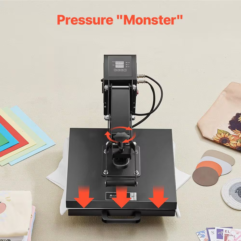 15X15 In. Heat Press Machine for T-Shirts, Even Heating, High Pressure, Easy Use