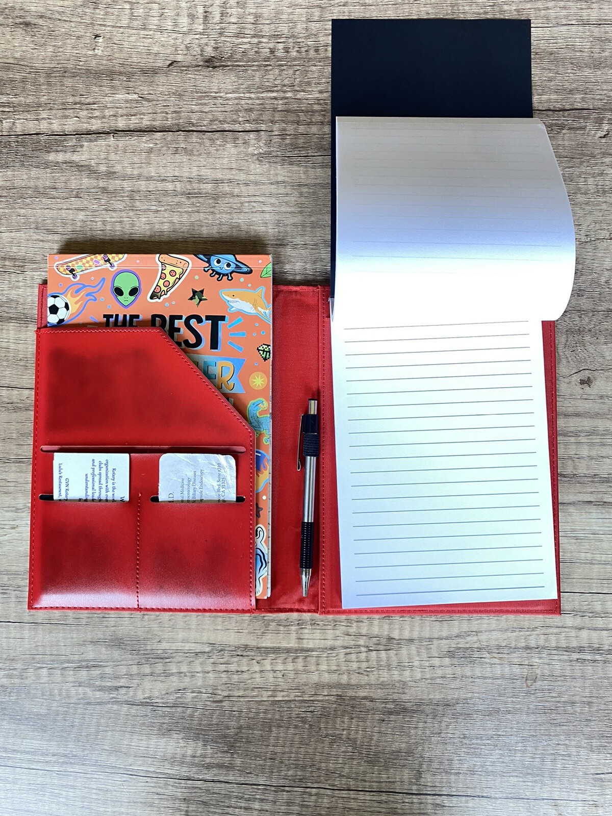 5 X 8 Padfolio Faux Leather With Notepad Card And Pen Holders