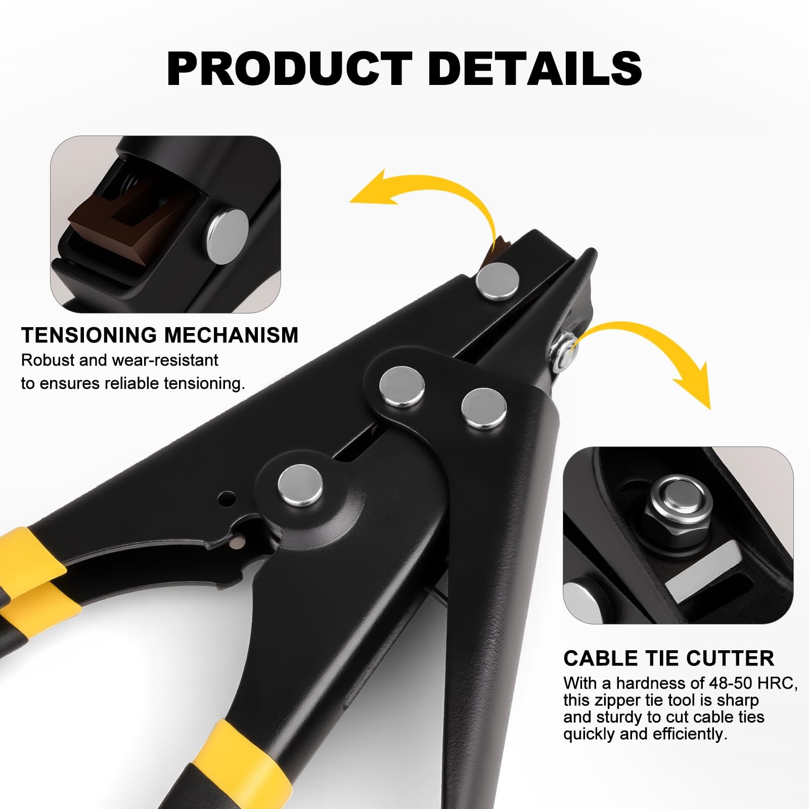 JIOUXIP Zip Tie Tool, Tensioning and Cutting Tool for Black Yellow