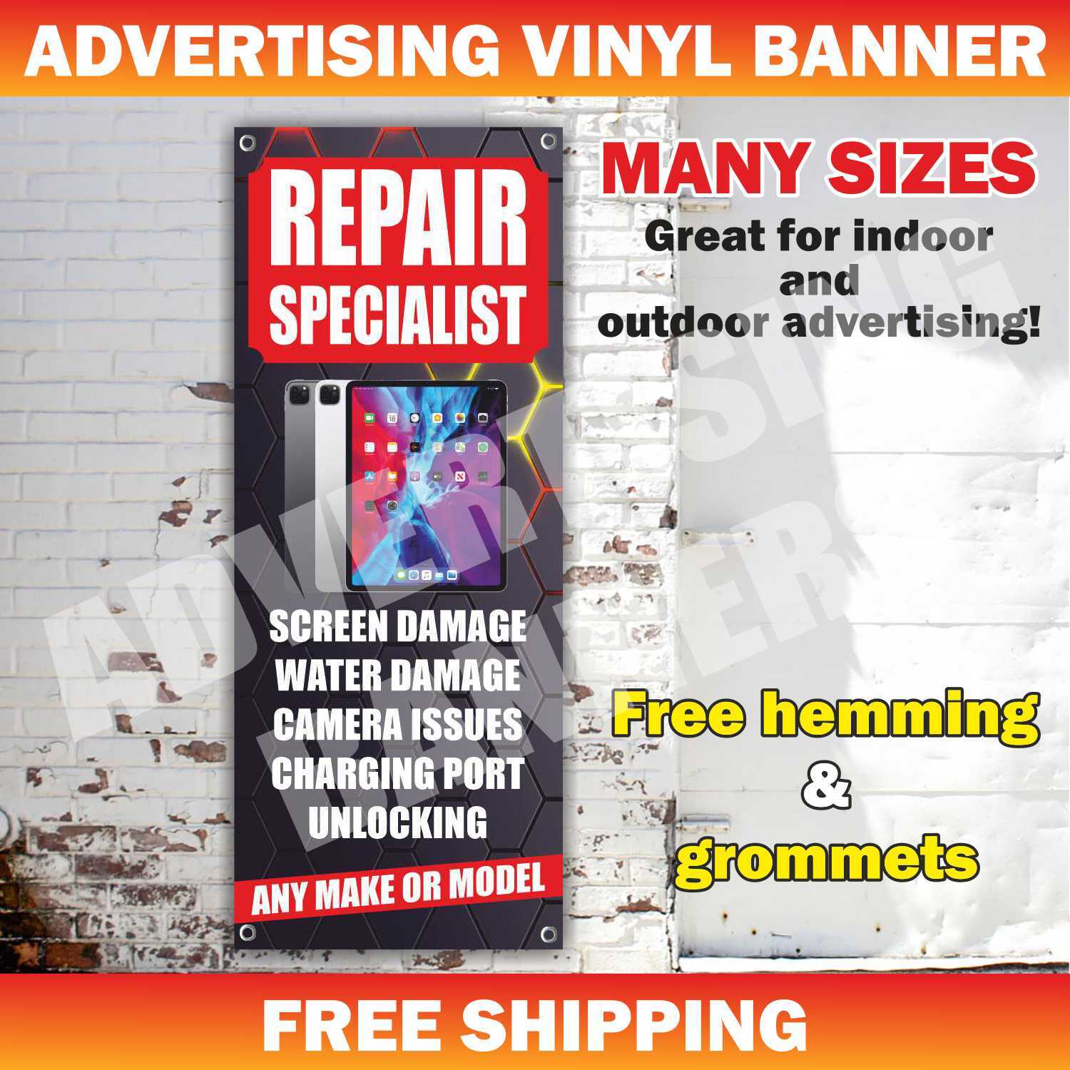 REPAIR SPECIALIST Repair Advertising Banner Vinyl Mesh Sign Cell Phone Computer