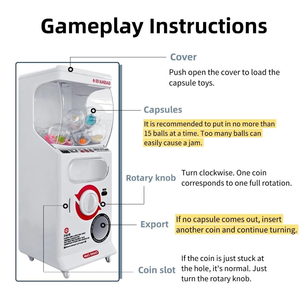 POZCMJM Capsule Vending Machine Kids Toys Mini 25 Cents White
