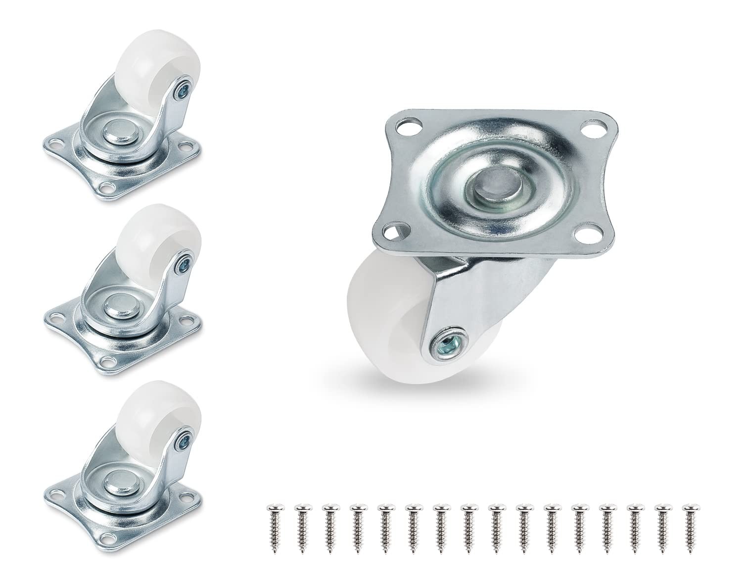 1-Inch Low Noise Swivel Caster Wheels Set of 4 – Perfect for Furniture Mobility