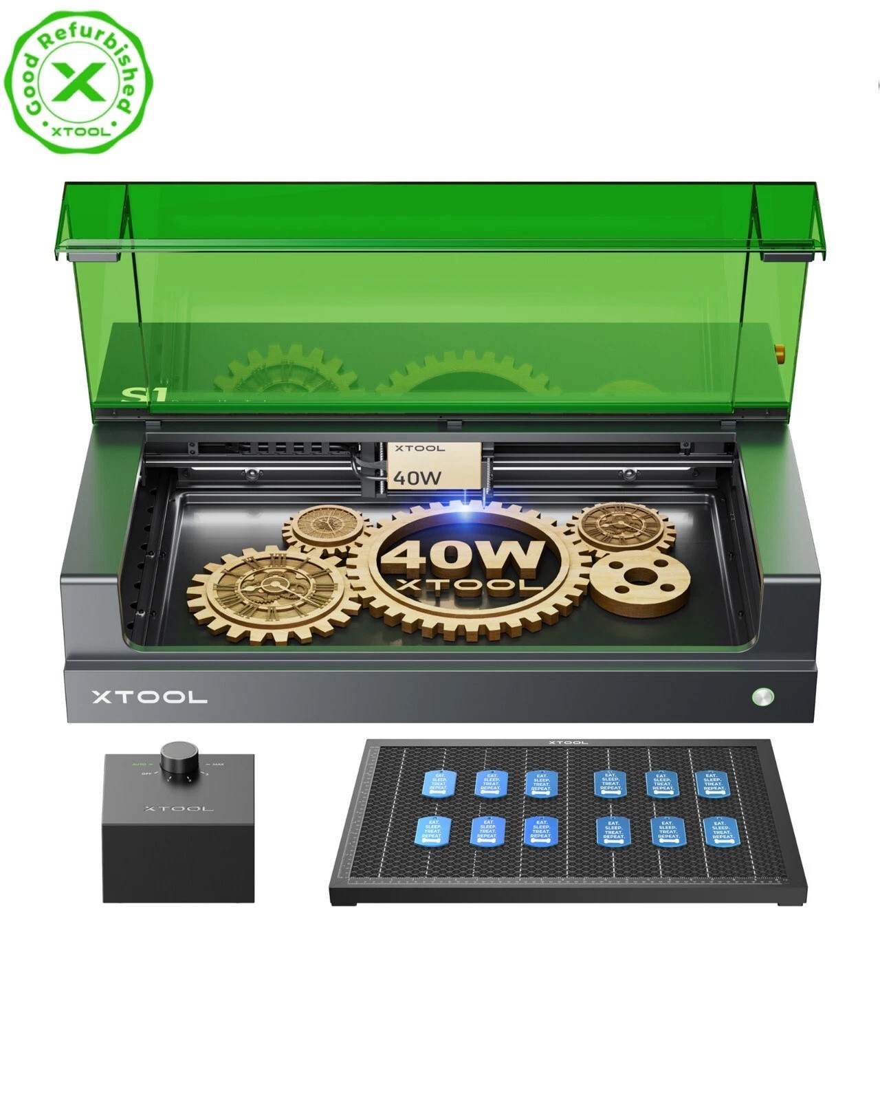 xTool S1 40W Laser Engraver, 600mm/s,Basic Bundle, Dark Green – Refurbished