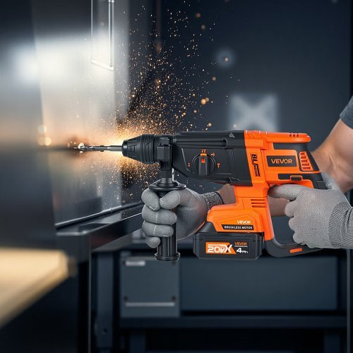 20V Brushless Cordless Hammer Drill, Lithium-Ion 1.1 Inch Rotary Hammer Driver,