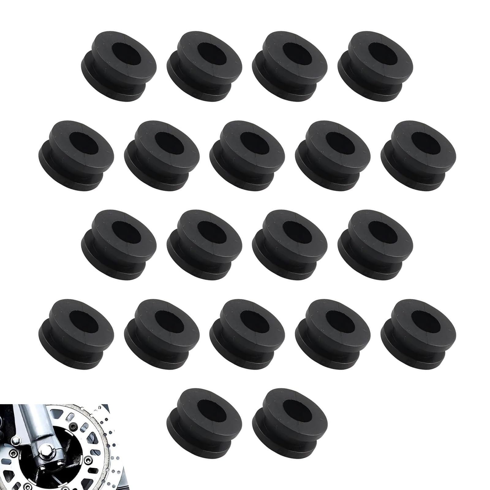 20 Pcs Motorcycle M6 Rubber Fairing Grommets Kit for Yamaha Suzuki Black