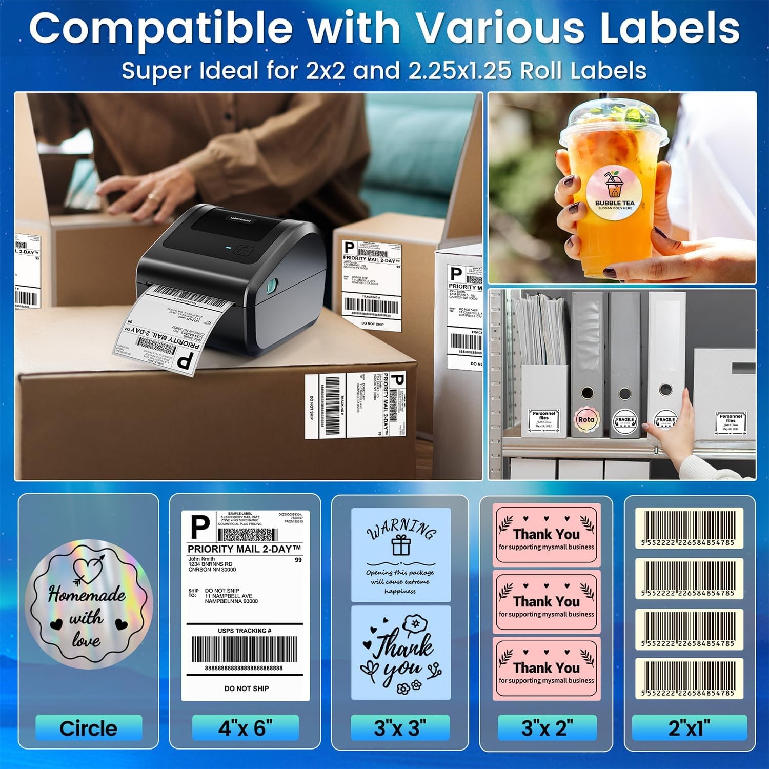 Phomemo Bluetooth 4×6 Thermal Label Printer Shipping for USPS FedEx UPS