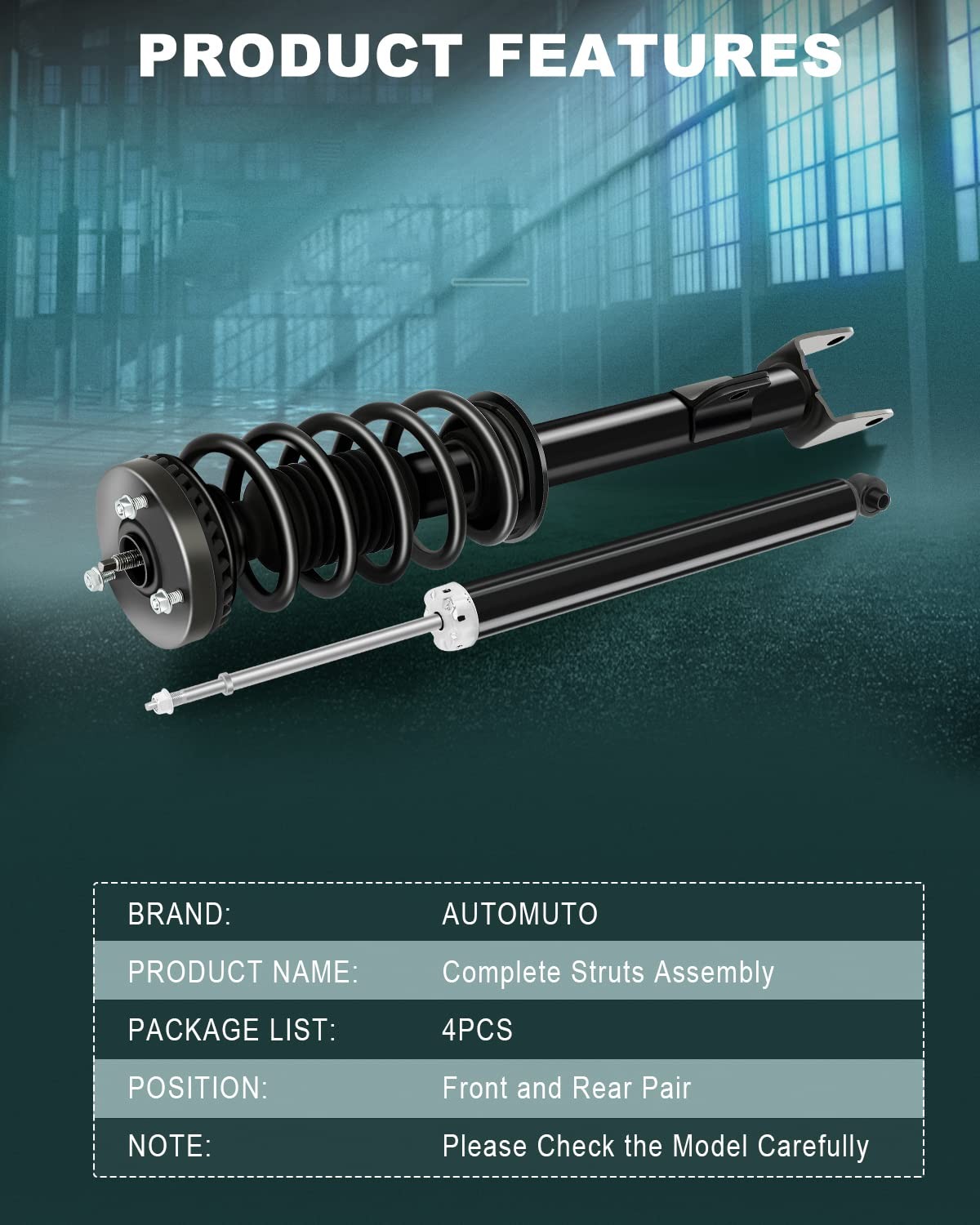 Front and Rear Pair Shocks and Struts for Chrysler 300 RWD 11-17
