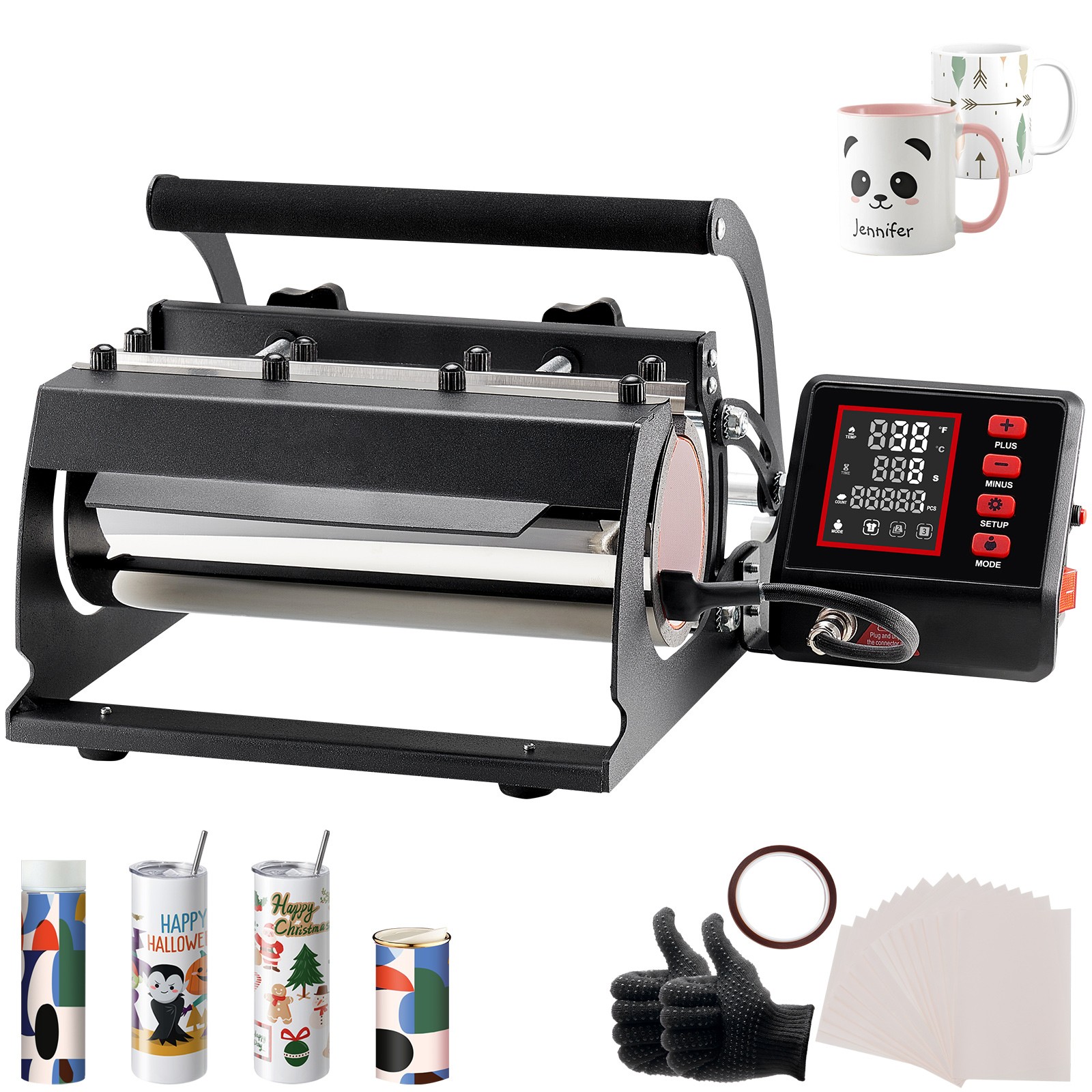 Tumbler Heat Press Machine 11-30oz Mug Press Sublimation Tumblers Black