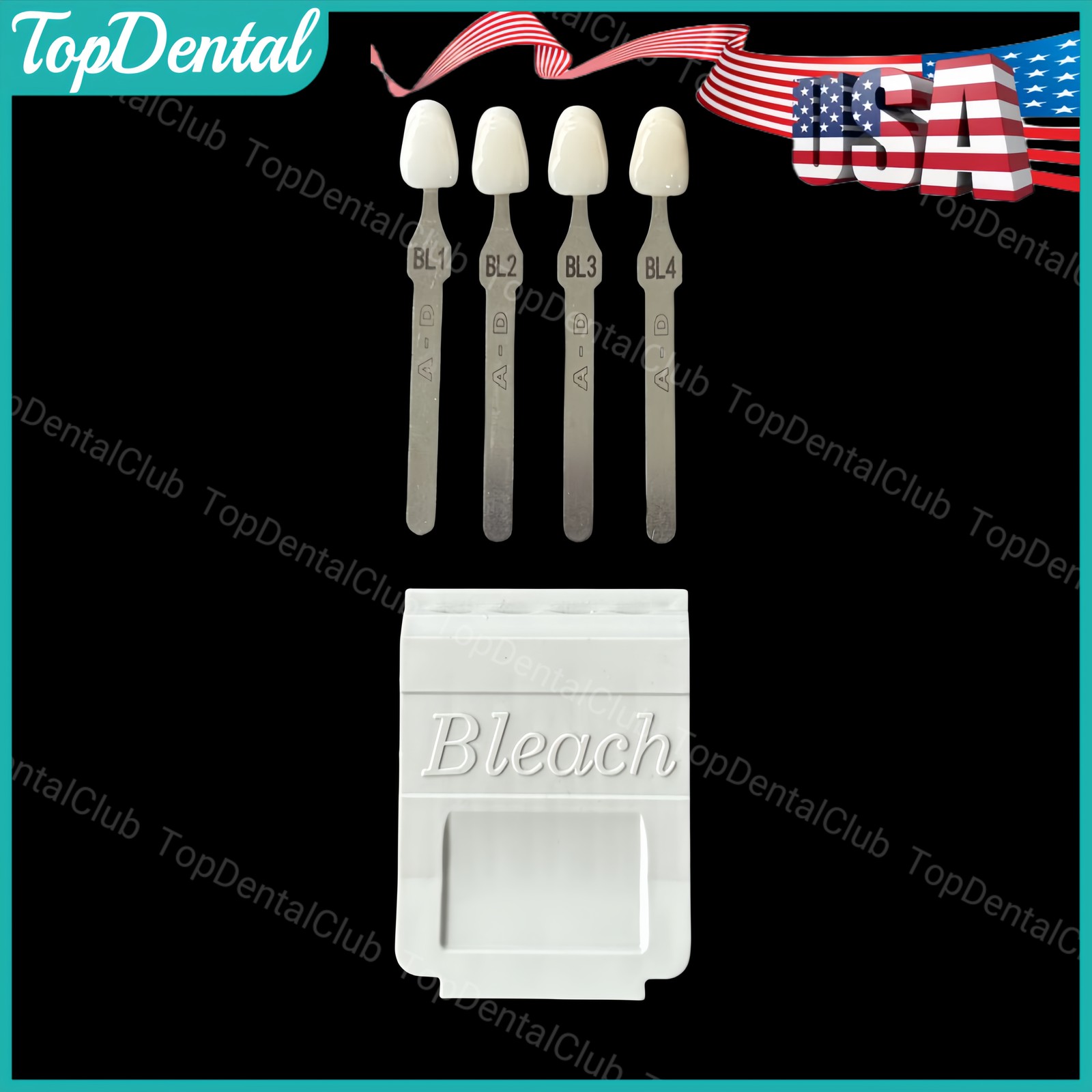 USA Dental Bleach Shade Guide BL1/2/3/4 4Colors Bleached Chart Teeth Based Vita