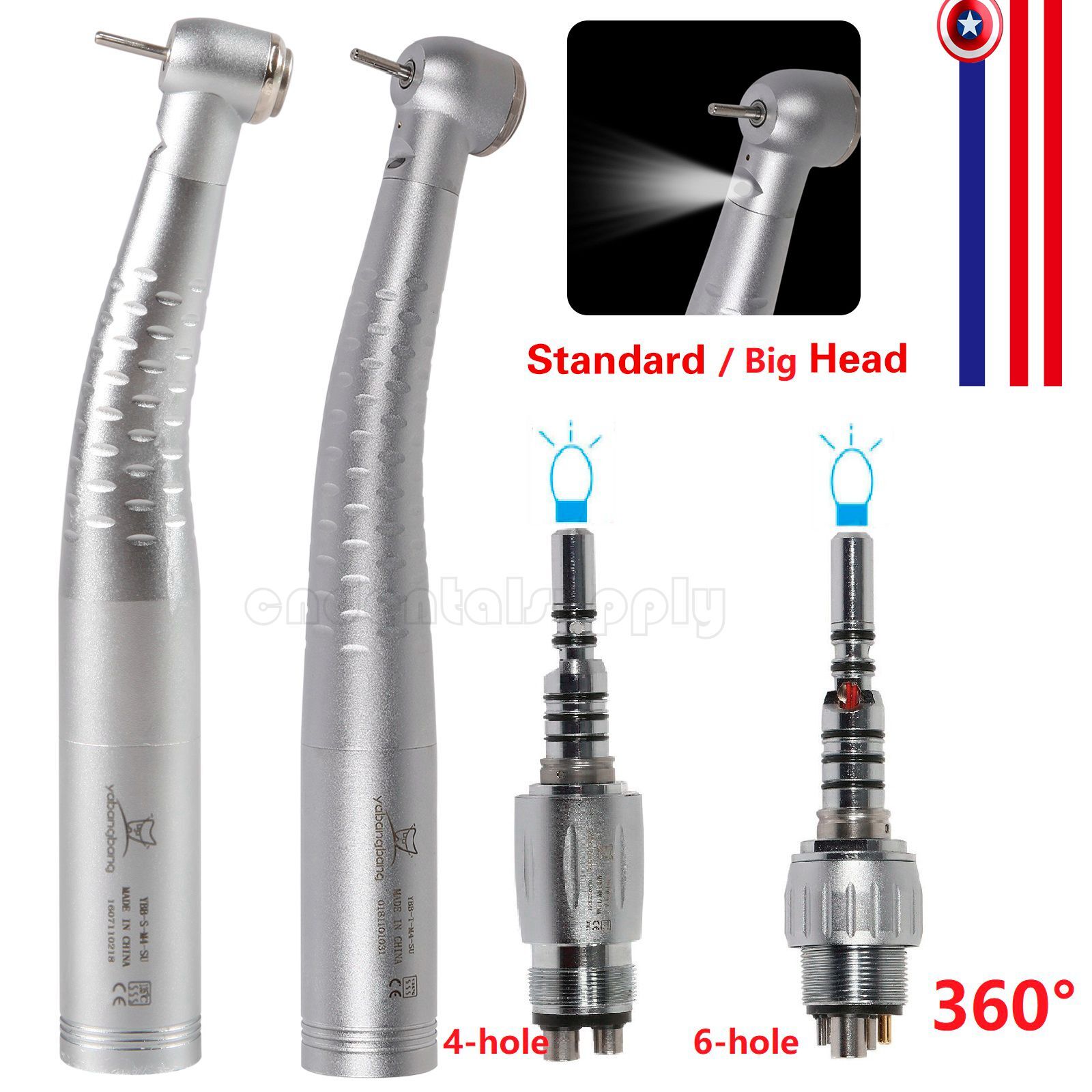 YABANGBANG Dental Fiber Optic LED High Speed Handpiece / LED Quick Coupler 4H/6H