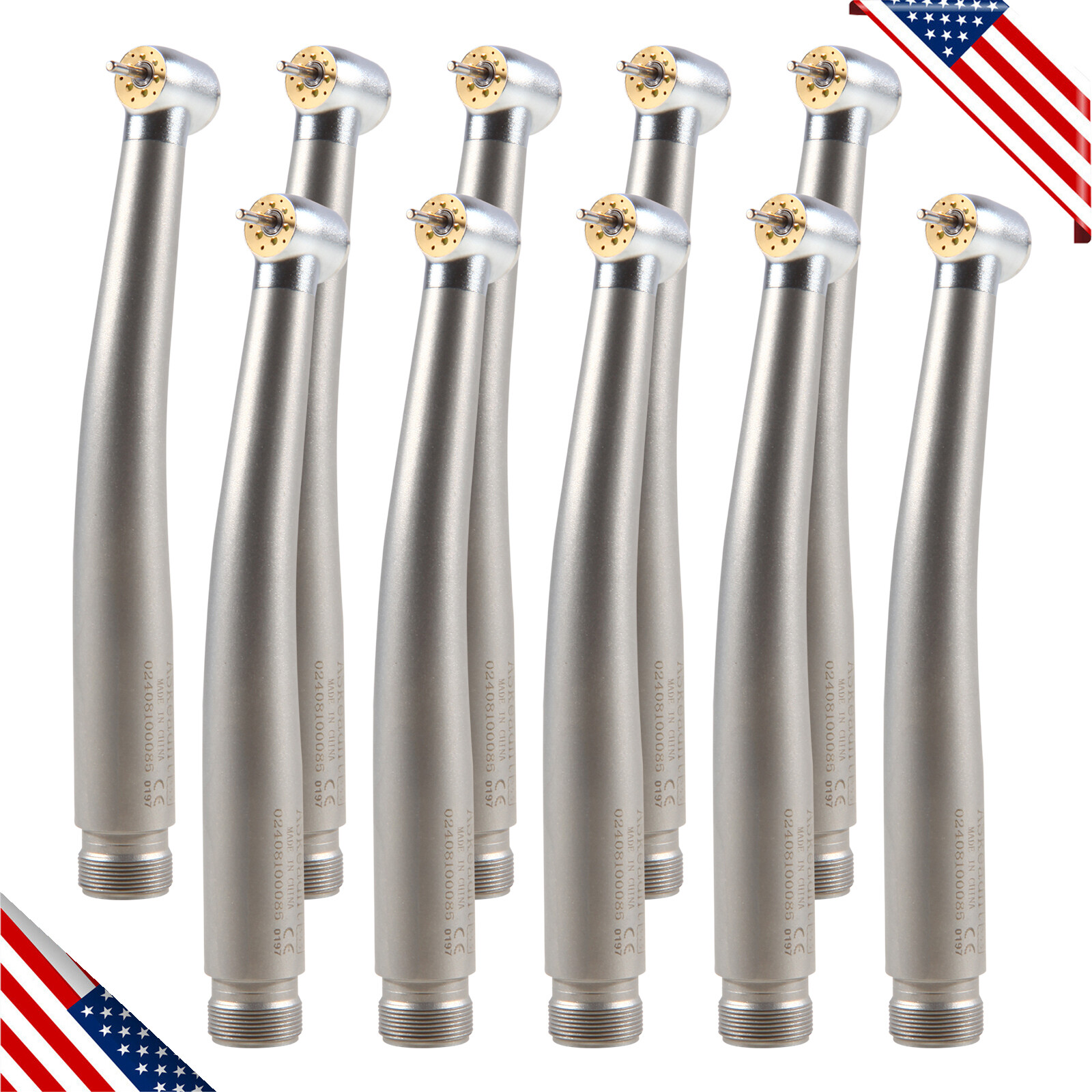 1-10 Dental 6 LED E-generator Fiber Optic High Speed Handpiece 2Hole 6 Sprays