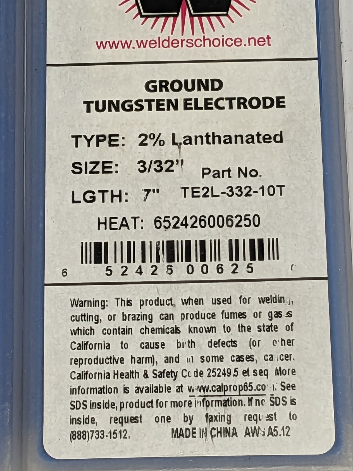 Welder's Choice Ground Tungsten Electrode 3/32" x 7" Qty 20 TE2L-