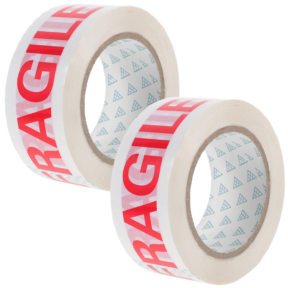 2 Rolls Fragile Logistic Packing Tape Caution Letter Delivery Sealing